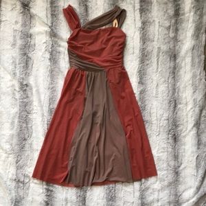 Weissman rust/brown mesh draped modern dance dress size medium adult MA